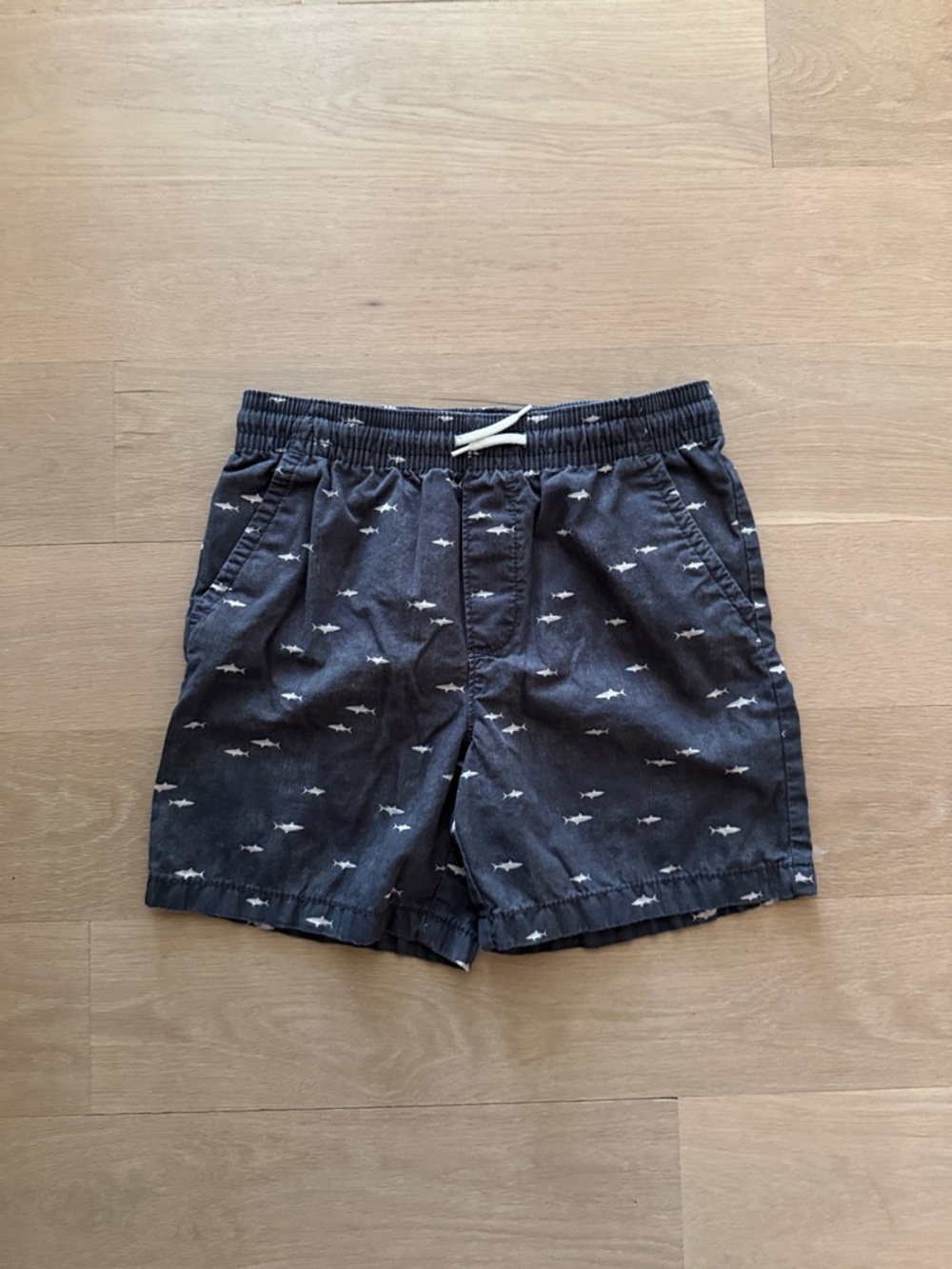 Oshkosh Navy Shark Print Casual Drawstring Shorts, size 10/10A